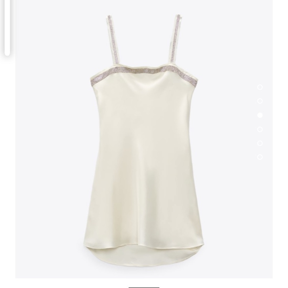 NWT beautiful Zara dress white / ivory ish satin w sparkle rhinestones (M size)
